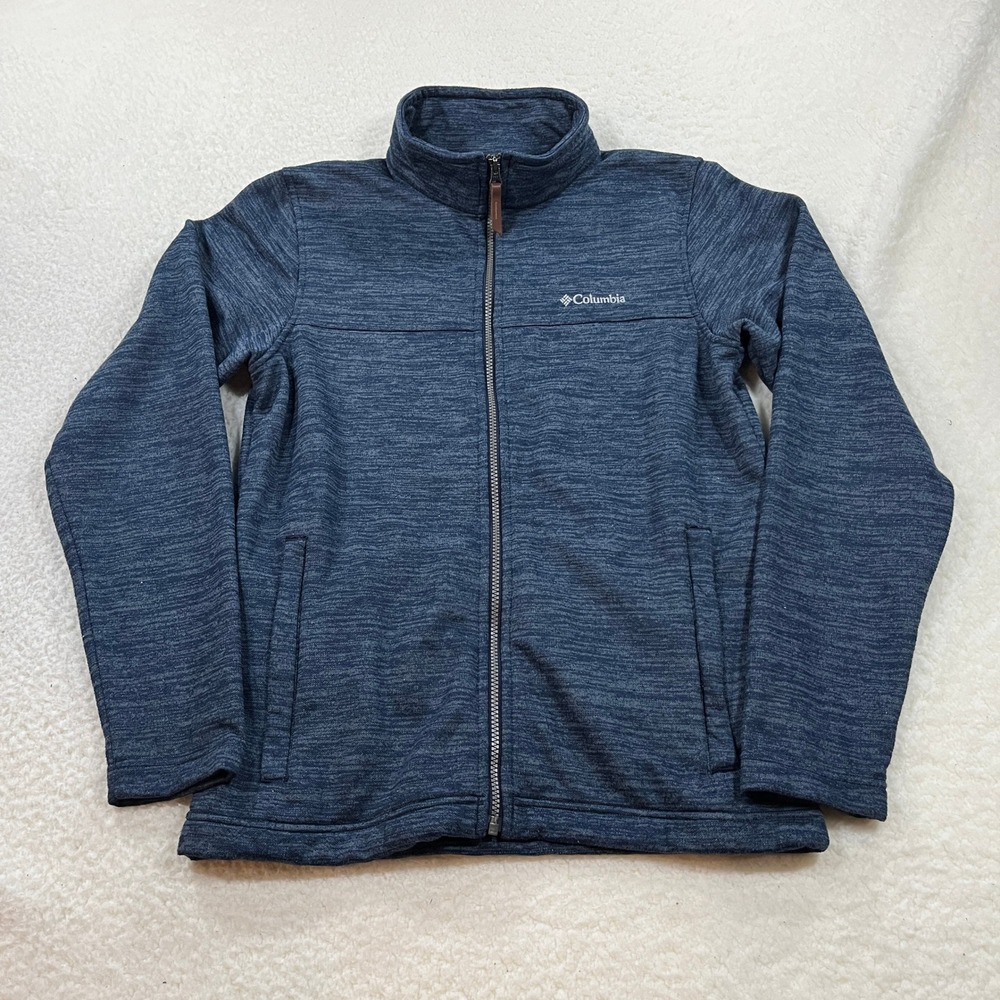 Columbia Jacket Mens S Blue Sweater Fleece Full Zip Mock Neck Outdoor Tech